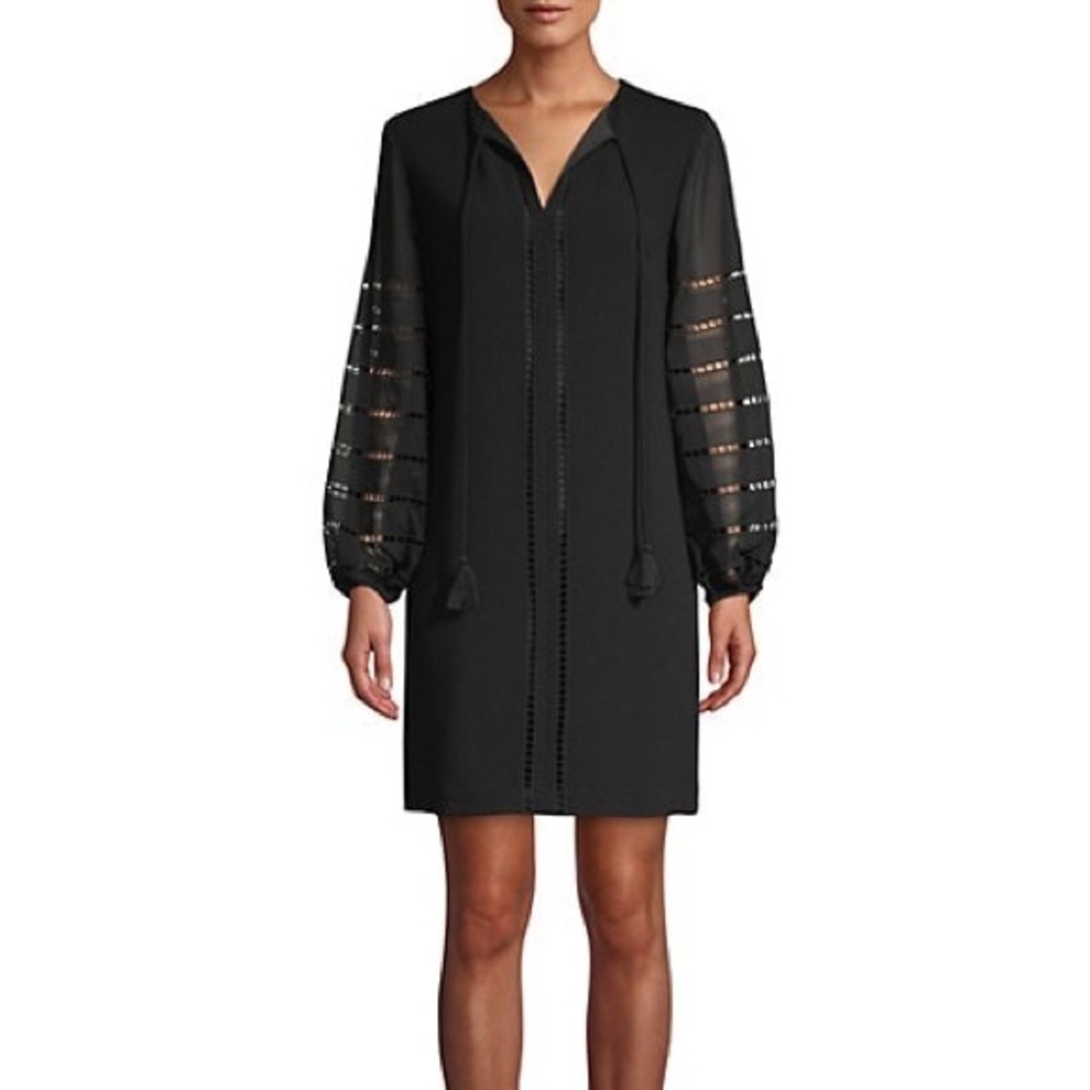 NEW Trina Turk Bordeaux Bishop-Sleeve Shift Dress